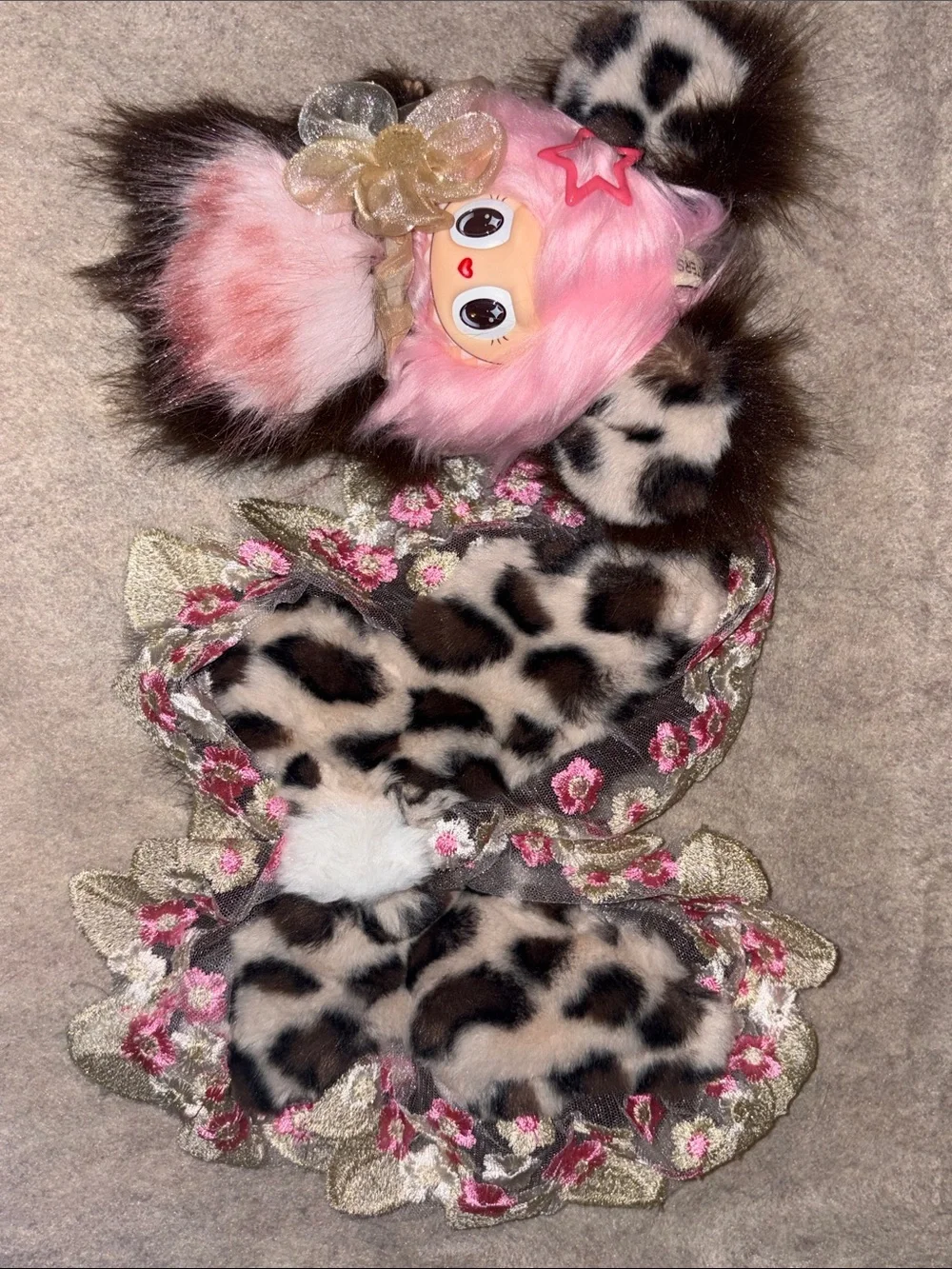 High Quality Custom La.bu.bu Kawaii Pink Faux Fur Bag Charm